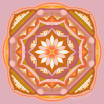 Original pink and golden mandala pattern used on the blanket