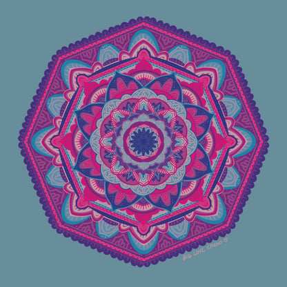 Original mandala pattern used on the blanket in blues, pinks, and purples