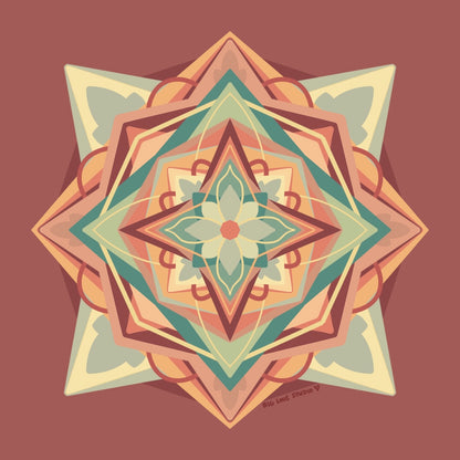 Original mandala pattern used on the blanket in muted pinks and oranges