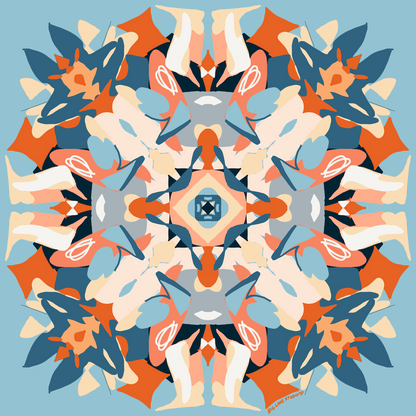 The original blue and orange kaleidoscope pattern used on the woven blanket.